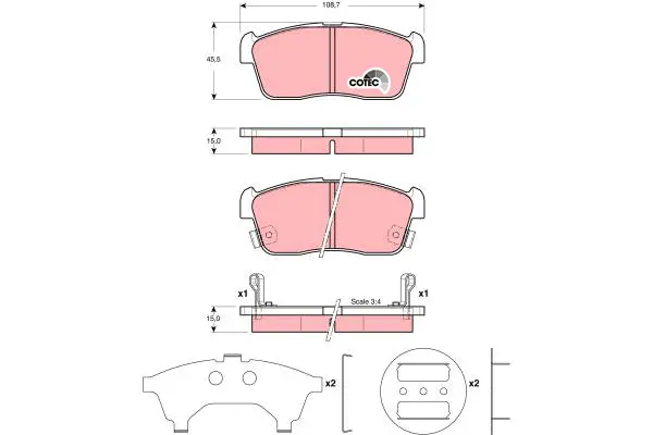 Brake Pad Set, disc brake TRW Braking 