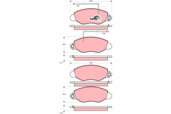 Brake Pad Set, disc brake TRW Braking 