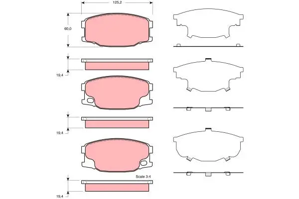 Brake Pad Set, disc brake TRW Braking 