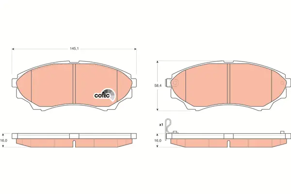Brake Pad Set, disc brake TRW Braking 
