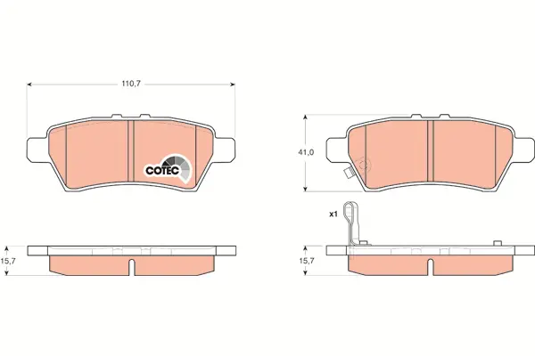 Brake Pad Set, disc brake TRW Braking 