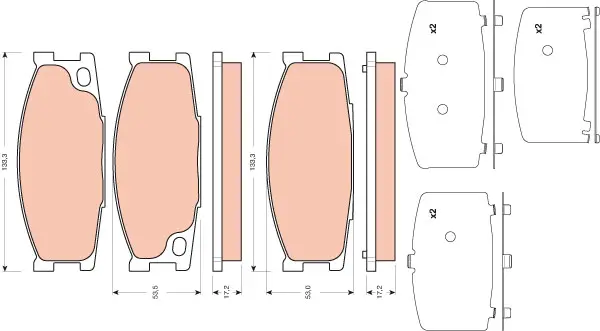 Brake Pad Set, disc brake TRW Braking 