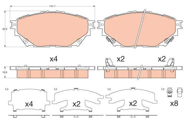 Brake Pad Set, disc brake TRW Braking 