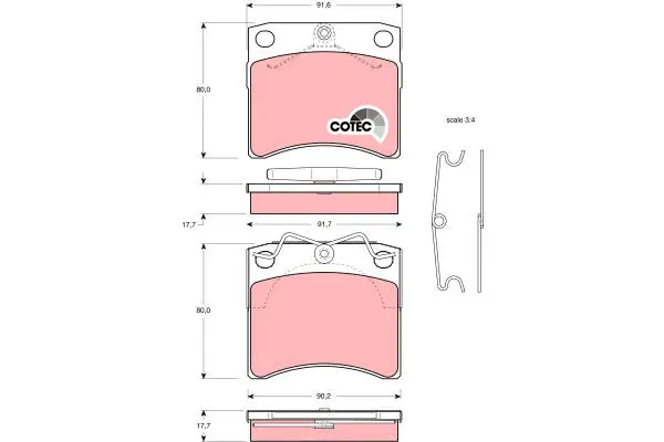 Brake Pad Set, disc brake TRW Braking 