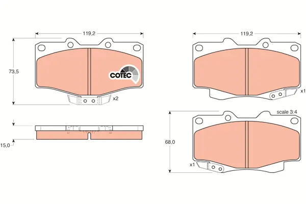 Brake Pad Set, disc brake TRW Braking 