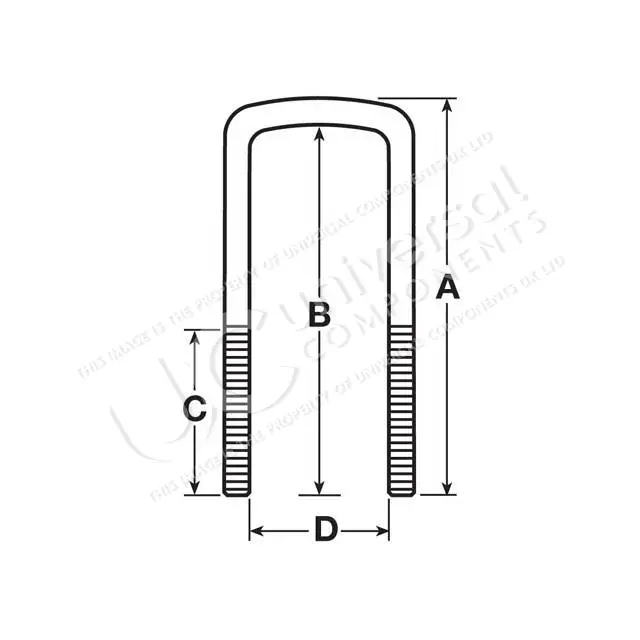 U-BOLT 450MM C/W 2 NUTS & 2 WASHERS Universal Components 