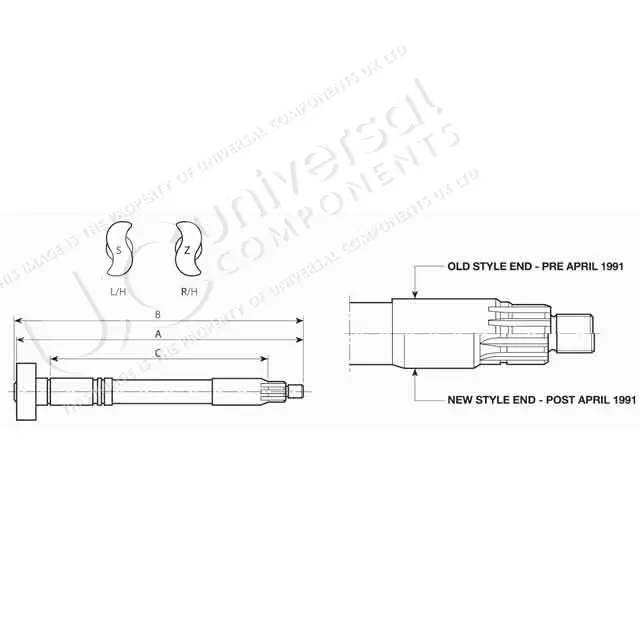 CAMSHAFT LH BPW O/A LENGTH 740MM Universal Components 