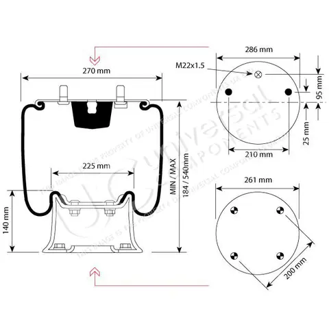 AIRSPRING ASSY (ASK002) - STEEL PISTON S Universal Components
