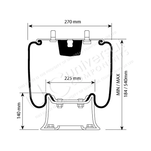 AIRSPRING ASSY (ASK002) - STEEL PISTON S Universal Components 
