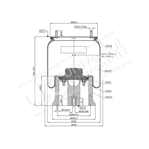 Luftbelg SAF 2924V kunststoff Universal Components