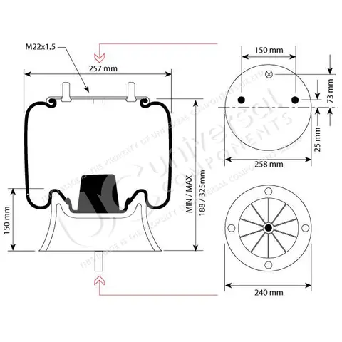Luftbelg SAF 2619V Ø300 Universal Components