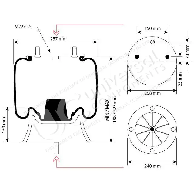 Luftbelg SAF 2619V Ø300 Universal Components 