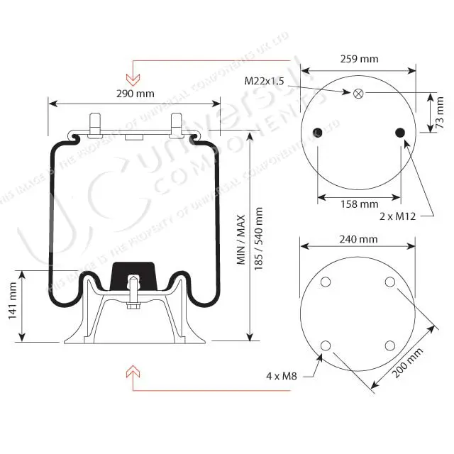 AIRSPRING ASSY (EJOT STS ATTACHED) PLAST Universal Components 