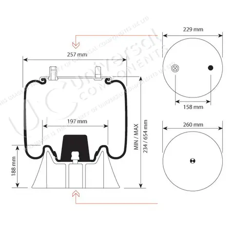 AIRSPRING ASSY (ASK024) PLASTIC PISTON F Universal Components