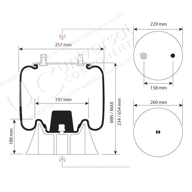 AIRSPRING ASSY (ASK024) PLASTIC PISTON F Universal Components 