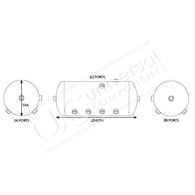 Trykklufttank 25L 246X625 Universal Components 