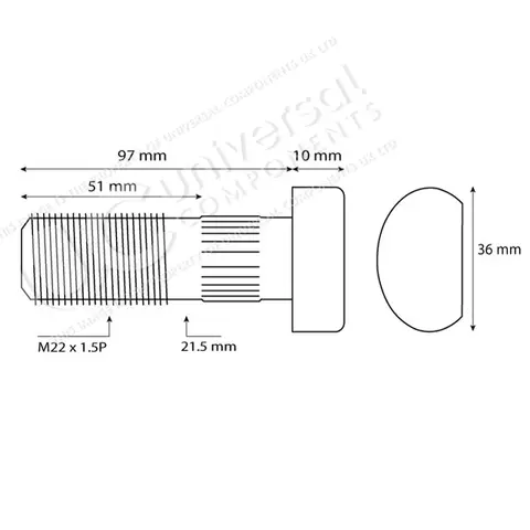 Hjulbolt BPW M22x1.5 97MM tvilling Universal Components