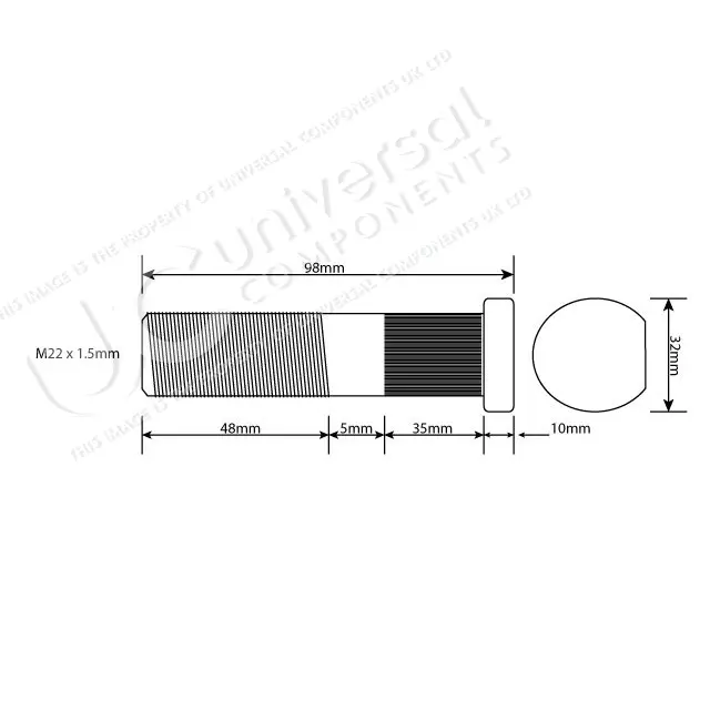 Hjulbolt BPW M22x1,5 L Universal Components 