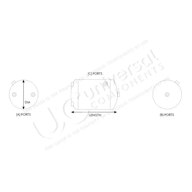 AIR TANK STEEL 15L TO SUIT VOLVO 246MM Universal Components 