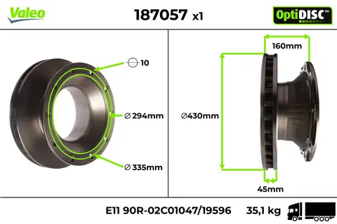 Bremseskive BPW SB4309/4345 TSB4309/4312 VALEO
