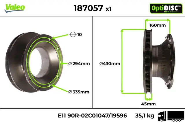 Bremseskive BPW SB4309/4345 TSB4309/4312 VALEO 