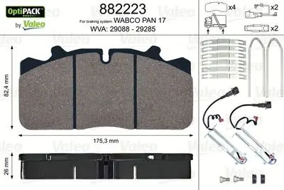 OptiPACK Brake Pads inkl slitasjevarsler VALEO