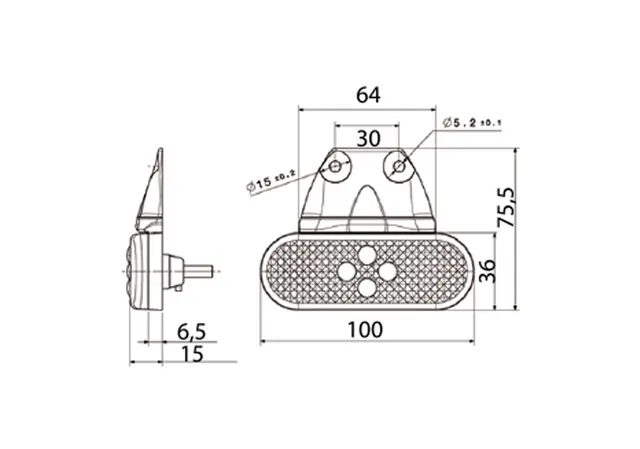 Sidemark.lys LED gul 500mm ADR Vignal 