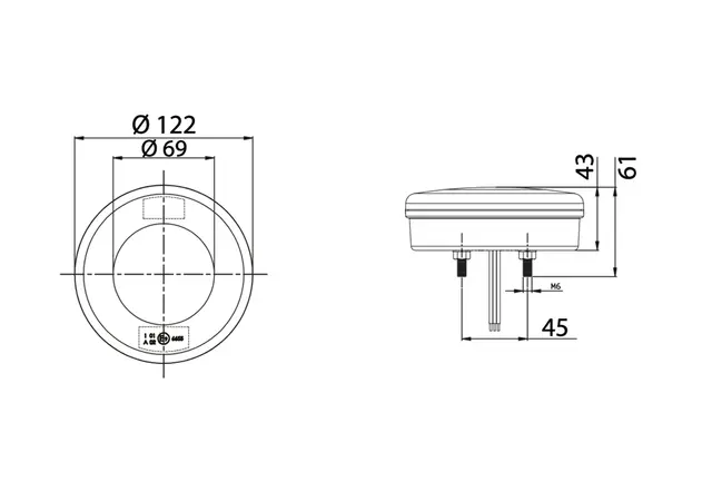 Reverse Rear Fog 122mm round led Vignal 