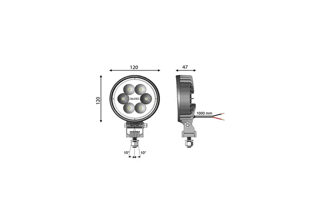Carbonlux LED rond 120mm CABLE Vignal 