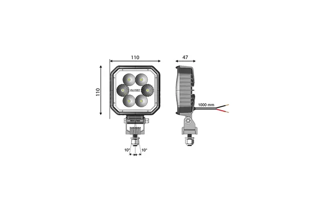 Carbonlux LED carré 110x110mm CABLE Vignal 