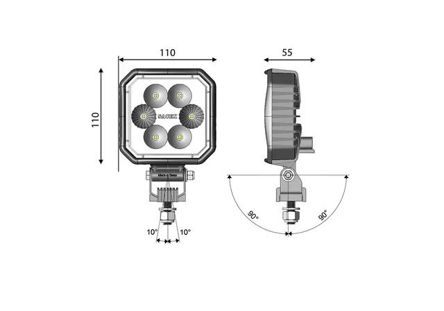 Carbonlux LED carré 110x110mm DT Vignal 