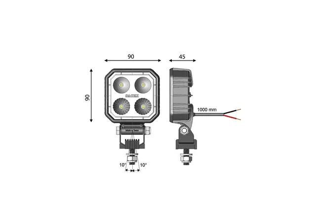 Carbonlux LED carré 90x90 cristal Vignal 