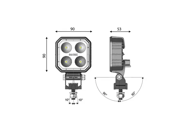 Carbonlux LED carré 90x90mm DT Vignal 