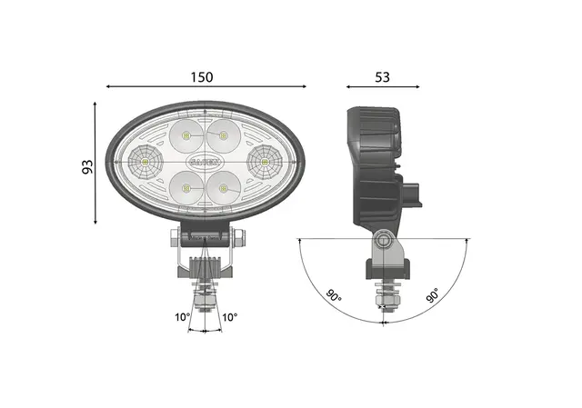 Carbonlux LED oval 150x90mm CABLE Vignal 